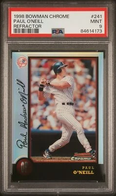 1998 BOWMAN CHROME REFRACTOR #241 PAUL O'NEILL PSA 9 - Image 1 of 2