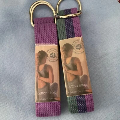 2 correas de yoga abrazador asaltante 8 pies cincha algodón natural púrpura y multicolor nuevas con etiquetas Foto 1 de 4