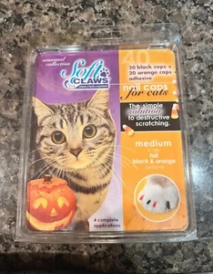 Halloween Soft Claws Cat Nail Caps 20 Orange, 20 Black, Plus Adhesive - Picture 1 of 3