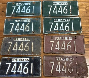 1961 1966 1963 Massachusetts Nummernschild MA passende 8 Platten niedrige Nummer 74461 - Bild 1 von 14