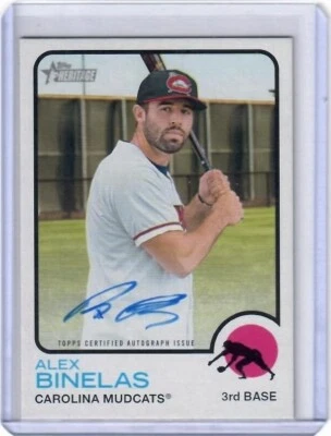 2022 Topps Heritage Minors Alex Binelas Real One Auto Card Carolina Mudcats - Image 1 of 2