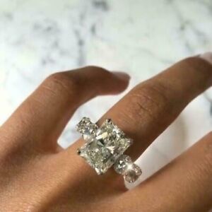 7Ct Lab-Created Radiant Cut Diamond Wedding Amazing Women Lv Ring 14K White Gold