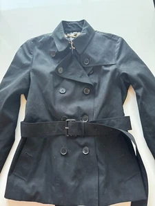 Burberry London trench coat black size 10 Women’s Made In England Check BELT EXC - Picture 1 of 14