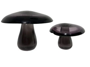 1950’s Set Of 2 IFP Sweden Blown Glass Rare Purple Mushroom 4.25” & 3.25” - Picture 1 of 5
