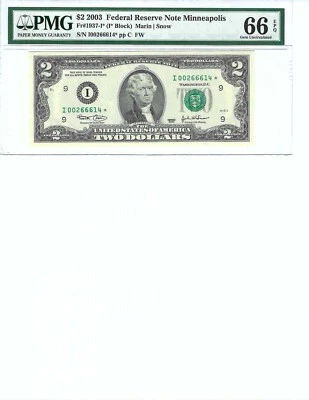 2003 $2 FRN FR1937I* PMG 66 EPQ, Minneapolis * Note S/N I00266614*!!! - Image 1 of 2