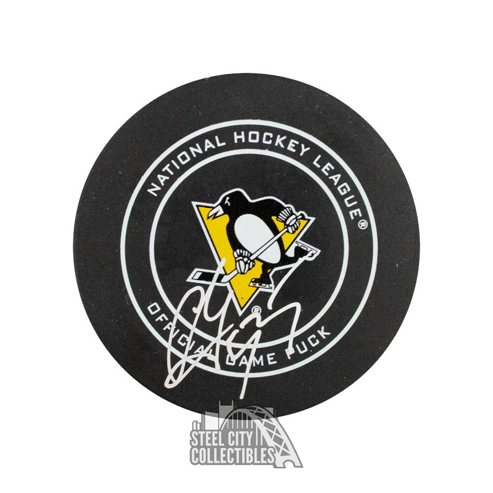 Sergei Gonchar Autographed Pittsburgh Penguins Official Game Hockey Puck BAS COA - Image 1 of 1