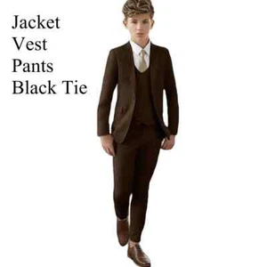 New Boy's Suit Set 3 Pieces Tuxedo for Formal Blazer Vest and Pants Kids Outfit - Picture 1 of 37