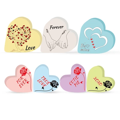 7 PIEZAS Decoraciones de Mesa Clásicas Decorativas Estampadas en Corazón de Madera para San Valentín Foto 1 de 4
