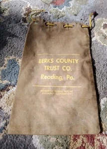 Vintage Berks County Trust Co Reading PA Brown Canvas Drawstring Bank Bag FDIC - Picture 1 of 20