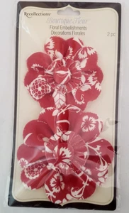 RECOLLECTIONS Boutique Fleur FLORAL EMBELLISHMENTS - 2pcs - RED FLORAL - Picture 1 of 2