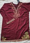 2 Pece Ready Made Maroon Pakistani Suit Kameez And Trouser