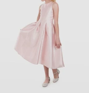 $263 Zoe Ltd Kids Girl Pink Sleeveless Pleated Back Bow Fit & Flare Dress Size 4 - Picture 1 of 3