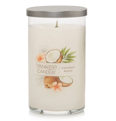 Yankee Candle Coconut Beach Pillar Candle 14.25oz - coconut, pineapple, vanilla - Image 1 of 3
