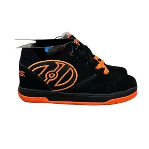 Heelys Skate Shoes Youth Size 5 Black Orange Skater Wheeled Sneakers NEW - Picture 1 of 12