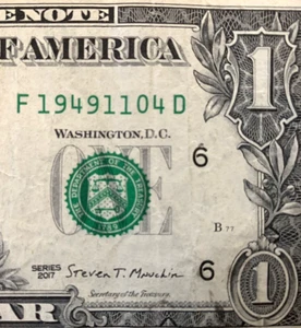 1949 Nov 04  or April 11 Birthday Note One Dollar Bill  F 1949-11-04 D - Picture 1 of 3