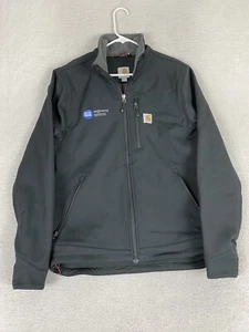 Carhartt Soft Shell Jacket Mens Medium Black Fleece Lined Rain Defender - Picture 1 of 11
