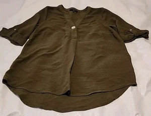 Fred David Damen Bluse Salbeigrün Größe 1XL Loose Fit Leinenoptik - Bild 1 von 7