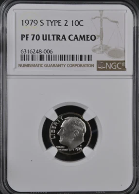 1979 S Type 2 Proof Roosevelt Dime NGC PF70 Ultra Cameo - Image 1 of 2