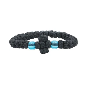Pulsera Rosario Komboskini Cuerda Oración Cuentas Azules Tradicional Seda Ortodoxa Griega - Imagen 1 de 12