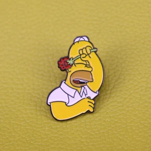 Simpsons Homer Simpson Crying Rose 1.3" Enamel Pin Badge US SELLER NEW - Picture 1 of 2