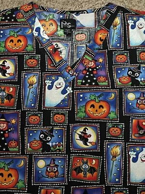 Blusa Médica Exfoliante Holiday Halloween S Enfermera CNA Médica Dental Veterinaria Tecnología Uniforme Foto 1 de 4