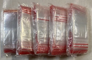 PLASTIC ZIP LOCK RED LINE BAGS -5 x PACKS OF 100 - 40 mm x 40 mm - Picture 1 of 2