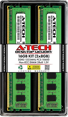 RAM 16GB Kit (2X8Gb) DDR3 1333 Mhz PC3-10600 DIMM - Desktop Computer Mem - Image 1 of 4