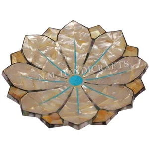 10 " Marble Fruit Bowl, Mother of pearl and abalone shel inlay, decor art piece - Picture 1 of 6