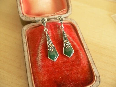 Ohrhänger Silber Achat und mit Markasiten - Bild 1 von 4