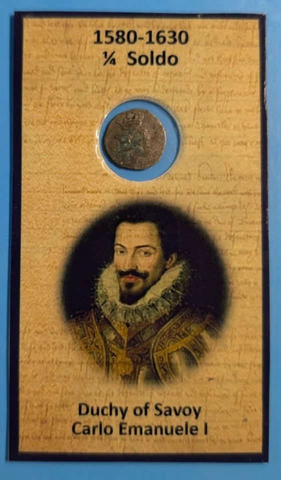 1580 -1630 Italy Duchy of Savoy 1/4 Soldo Carlo Emanuele I #S3 - Image 1 of 2
