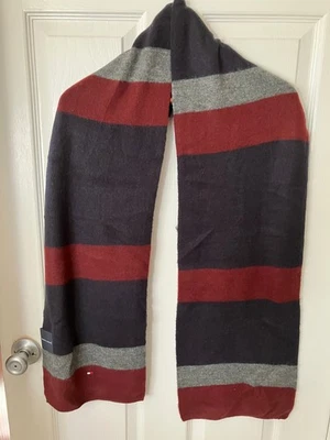 TOMMY HILFIGER Tejido Negro/Gris/Vino Cepillado Bloque de Color Bufanda/Envoltura 11x68 Foto 1 de 4