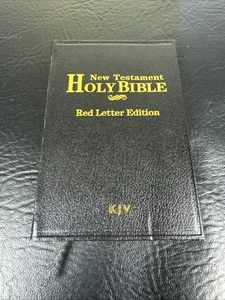 The Holy Bible KJV Pocket Sized New Testaments Faux Black Leather Red Letter - Imagen 1 de 6