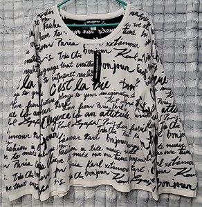 Karl Lagerfeld Paris weißer Pullover Damen 2X schwarze Schrift Englisch & Französisch - Bild 1 von 3