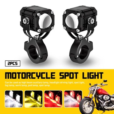 2X Foco LED Moto Faro Conducción Auxiliar Luz Blanco Amarillo Rojo Foto 1 de 4