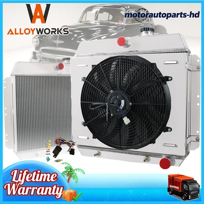 For 1949-1954 CHEVY BEL AIR/Fleetline/Styleline Deluxe 4 Row Radiator+Shroud Fan - Изображение 1 из 4