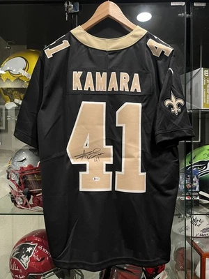 Authentic Nike Alvin Kamara Autographed On Field Saints Black Jersey Beckett - Image 1 of 4