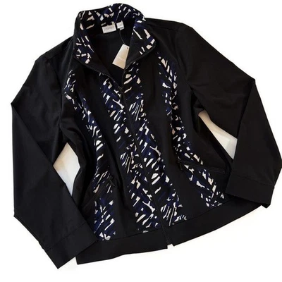 Chicos Jacket Womens 2 Large Zenergy Black Neema Printed Active Jacket New - Image 1 of 4
