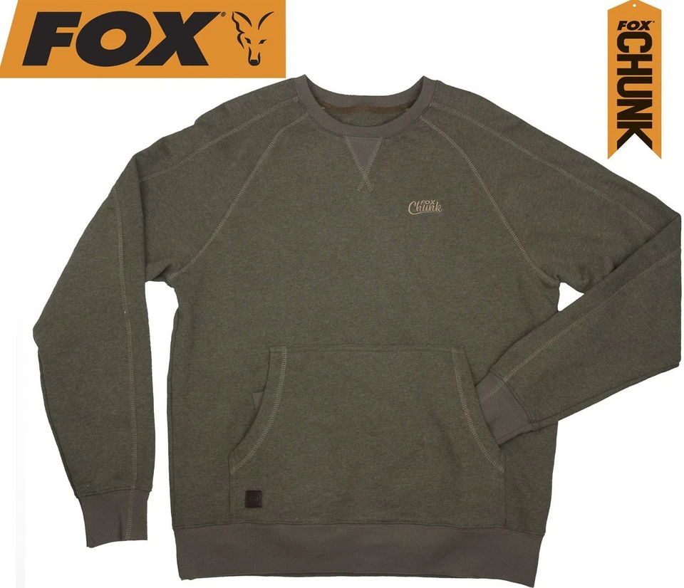Fox Chunk Crew Pouch Sweatshirt Green Marl Pullover, Angelbekleidung - Bild 1 von 1