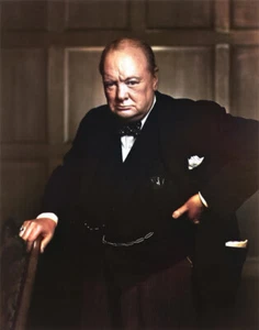 Prime Minister Winston Churchill WWII Portrait Photo Art Poster Print Colorized - Picture 1 of 2