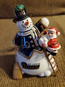 Vintage 2013 Danbury Mint St. Louis Rams Gameday Snowman Christmas Ornament NEW