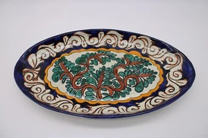 Lrg Talavera Platter Wall Decor Signed from Mexico - Painted Glazed Redware 15" - Picture 1 of 9