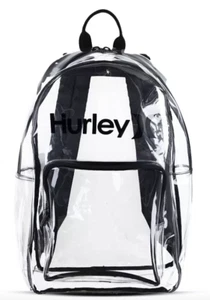 Hurley Backpack Transparent Day Full Zipper Fits Laptop Clear Black - Picture 1 of 8