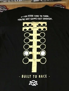 Quarter Mile Mens Black 100% Cotton Hot Rod T-Shirt Lights Rear Design New  - Picture 1 of 4