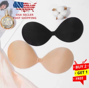New 2Pc Self-Adhesive Stick On Gel Push Up Strapless Backless Invisible Bras US - Picture 1 of 6