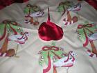 TROPICAL PINK FLAMINGO, RED BOWS, PEPPERMINTS CHRISTMAS TREE SKIRT 4 FT ROUND