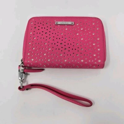 Stella & Dot Chelsea Rosa Caliente Perforado Recortado Muñequera Teléfono Estuche Billetera Foto 1 de 3