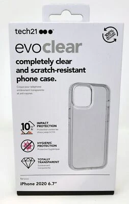 Tech21 Evo Clear Case for iPhone 12 Pro Max 6.7" 2020, Scratch-Resistant - Image 1 of 3