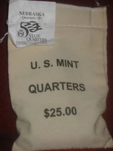 NEBRASKA (NE-P) State Quarters US Mint Sewn UnOpened $25 Bag QP1 [100 coins] - Picture 1 of 2