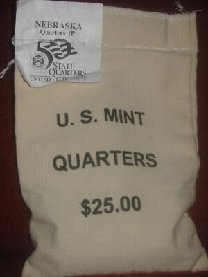 NEBRASKA (NE-P) State Quarters US Mint Sewn UnOpened $25 Bag QP1 [100 coins] - Image 1 of 2