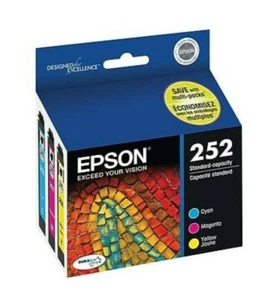 GENUINE EPSON 252 STANDARD-CAPACITY Cyan, Magenta & Yellow INK EXP. 1/2021 - Picture 1 of 1